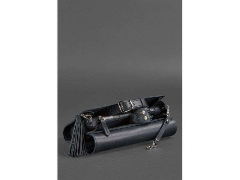 Кожаная женская сумка Элис синяя crazy horse, фото 7