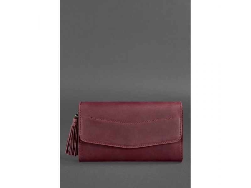 Кожаная женская сумка Элис бордовая crazy horse, фото 2