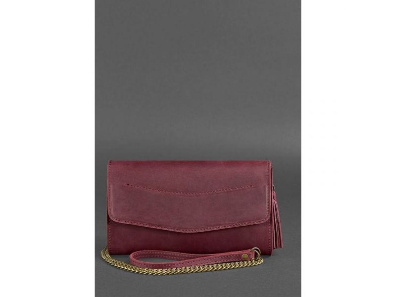 Кожаная женская сумка Элис бордовая crazy horse, фото 3