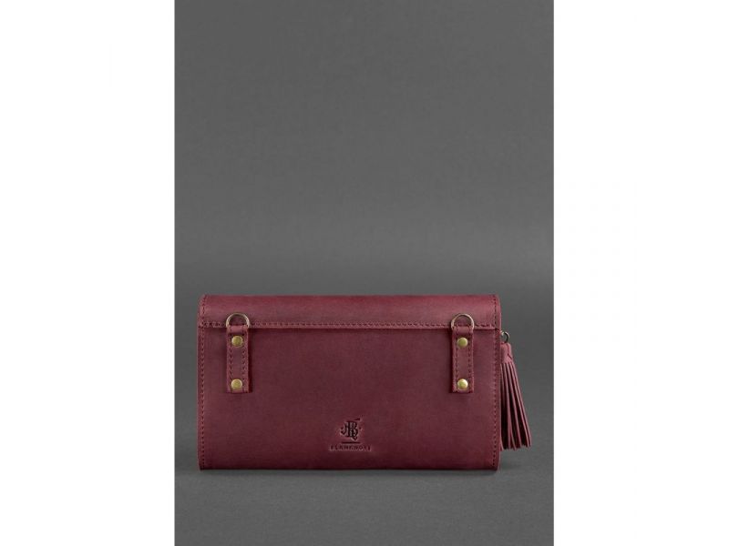 Кожаная женская сумка Элис бордовая crazy horse, фото 6