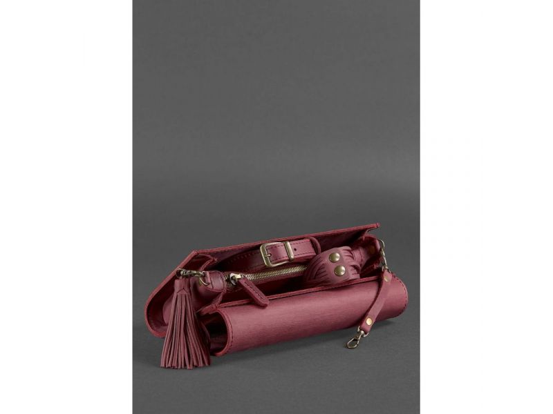 Кожаная женская сумка Элис бордовая crazy horse, фото 7