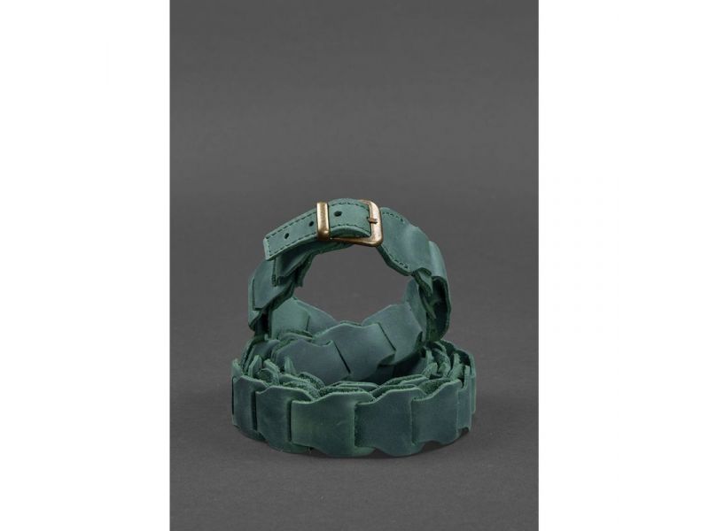 Женский кожаный бохо-ремень зеленый, фото 2