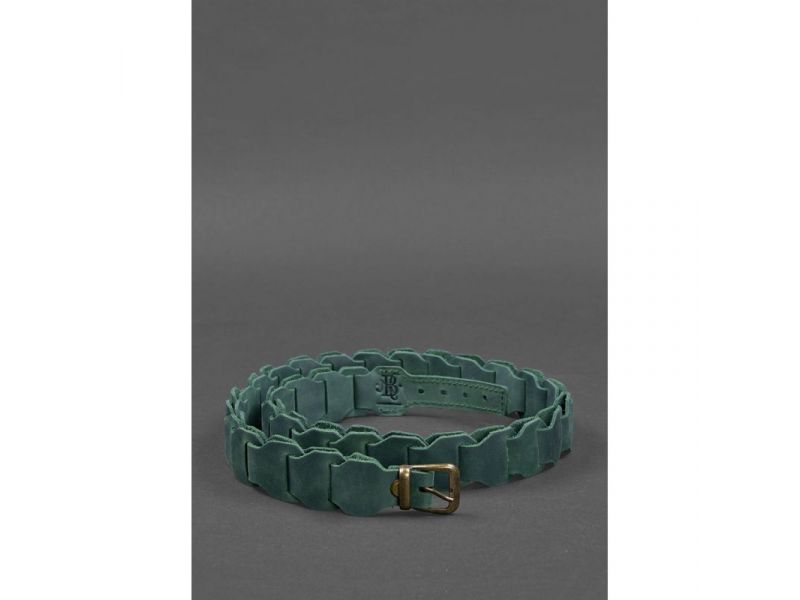 Женский кожаный бохо-ремень зеленый, фото 3