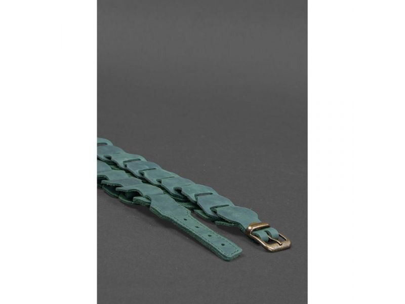 Женский кожаный бохо-ремень зеленый, фото 4