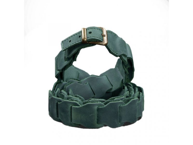 Женский кожаный бохо-ремень зеленый, фото 8
