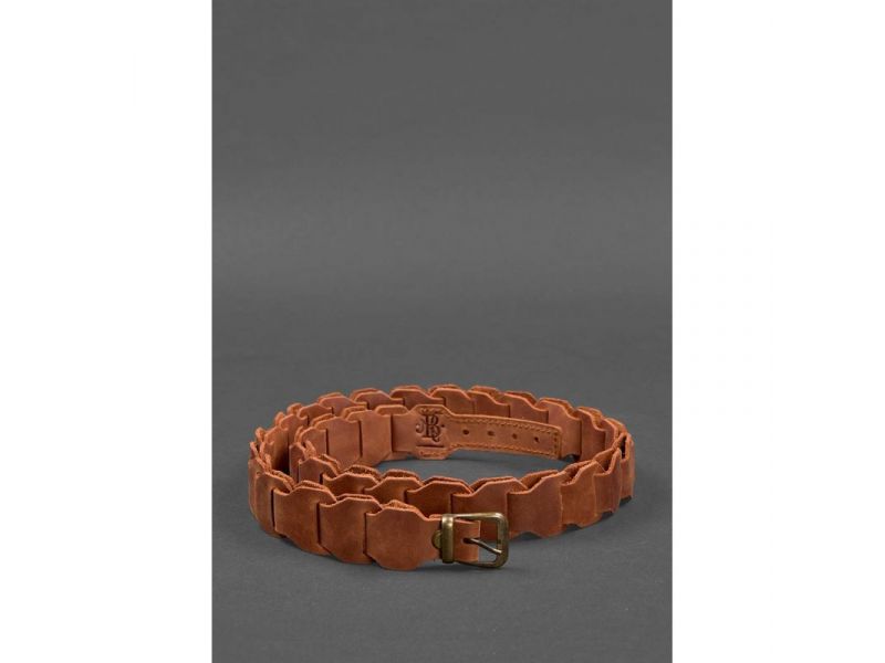 Женский кожаный бохо-ремень светло-коричневый Crazy Horse, фото 3