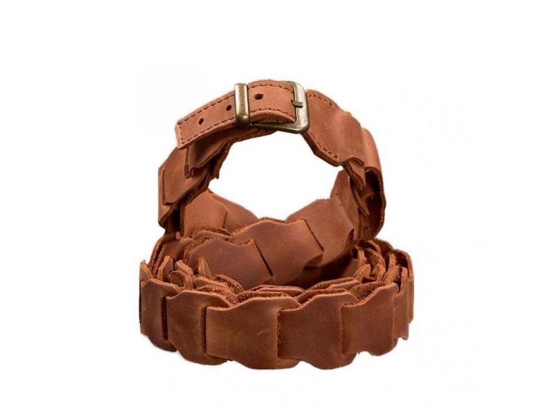 Женский кожаный бохо-ремень светло-коричневый Crazy Horse, фото 8