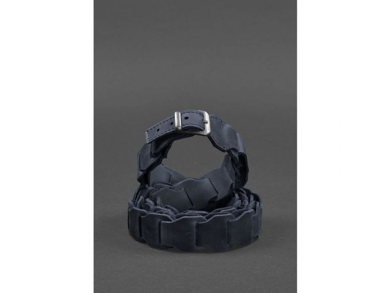 Женский кожаный бохо-ремень синий Crazy Horse, фото 2