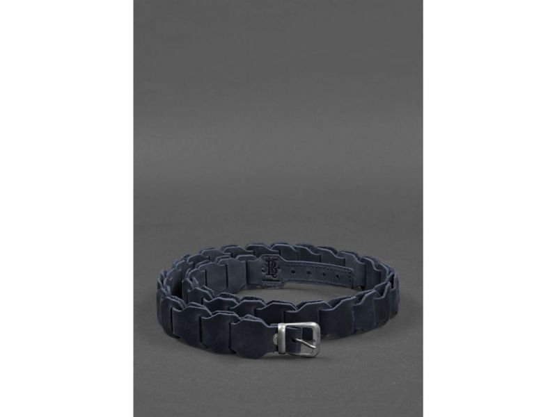 Женский кожаный бохо-ремень синий Crazy Horse, фото 3