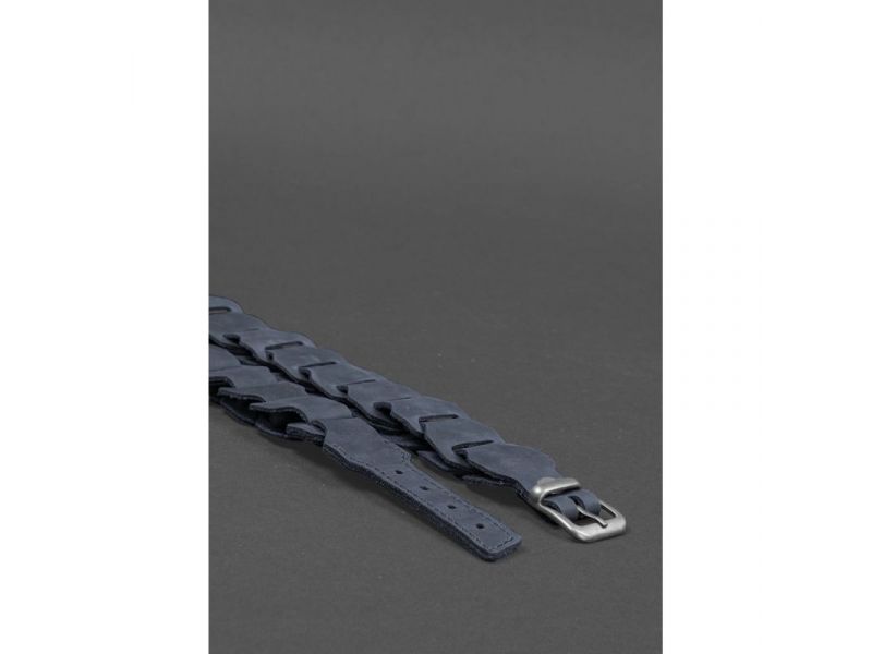 Женский кожаный бохо-ремень синий Crazy Horse, фото 4