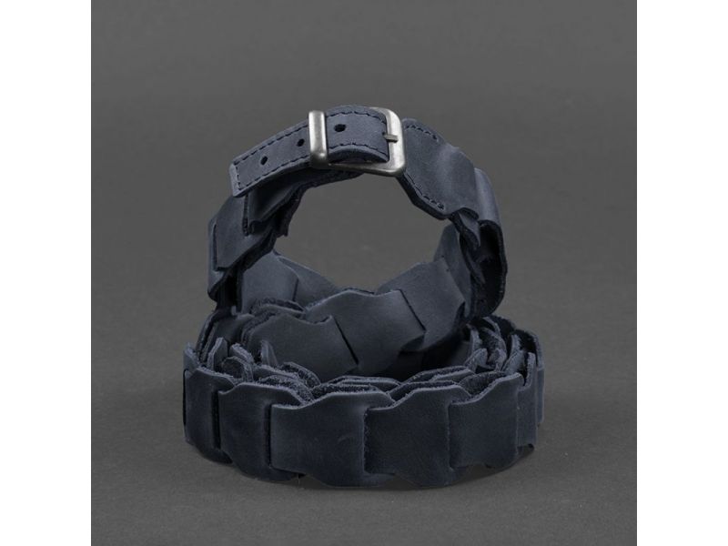 Женский кожаный бохо-ремень синий Crazy Horse, фото 7