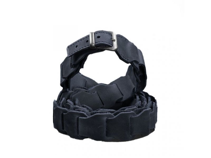 Женский кожаный бохо-ремень синий Crazy Horse, фото 8