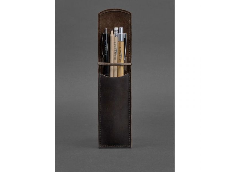 Кожаный чехол для ручек 1.0 темно-коричневый Crazy Horse, фото 2