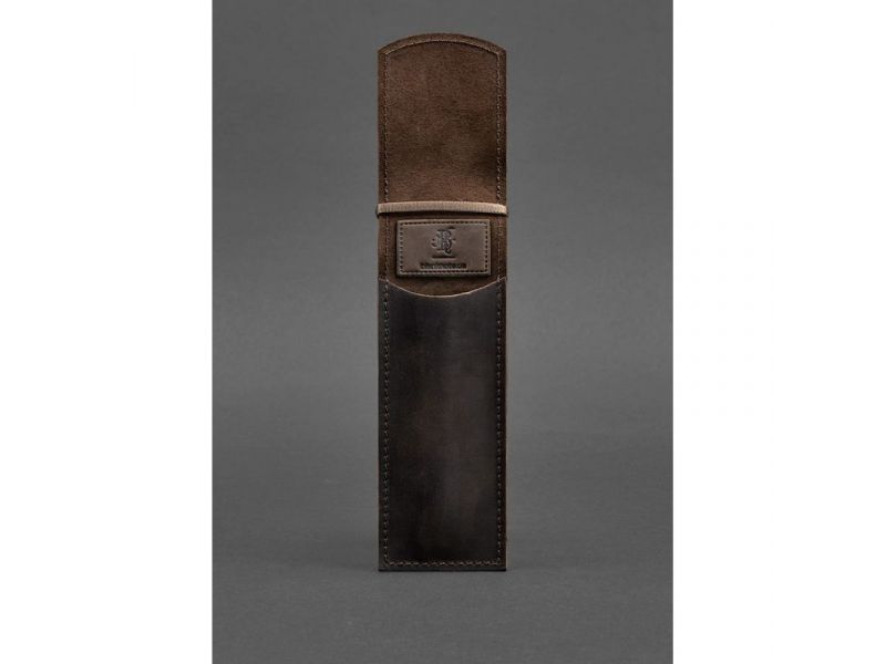 Кожаный чехол для ручек 1.0 темно-коричневый Crazy Horse, фото 3
