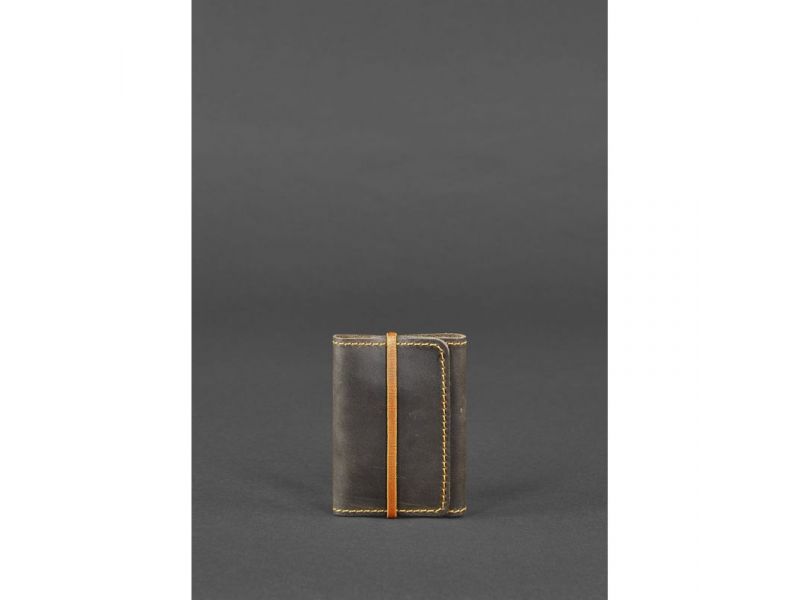 Кожаный кард-кейс 1.1 темно-коричневый Crazy Horse с оранжевым, фото 1