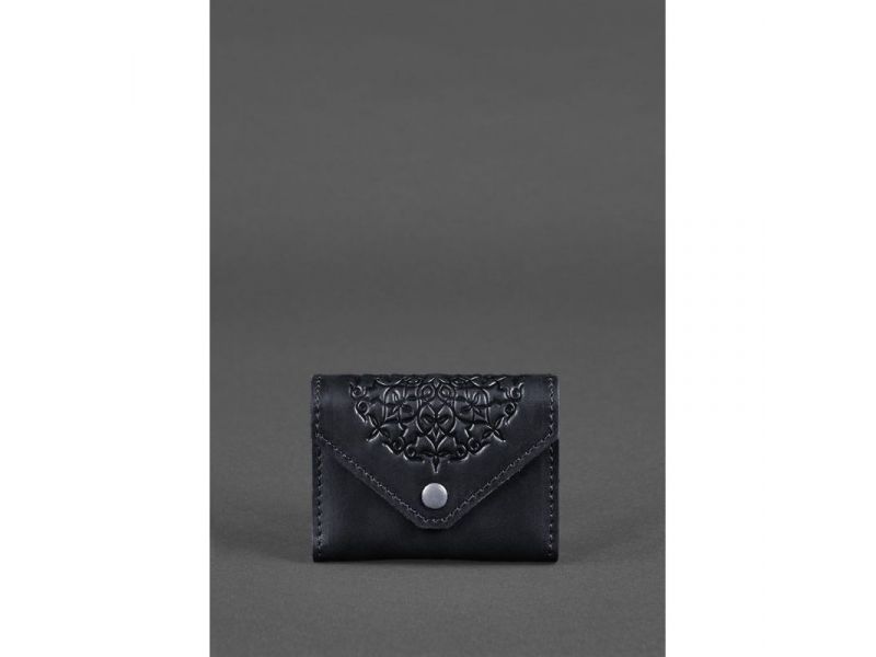 Кожаный кард-кейс 3.0 синий с мандалой, фото 1