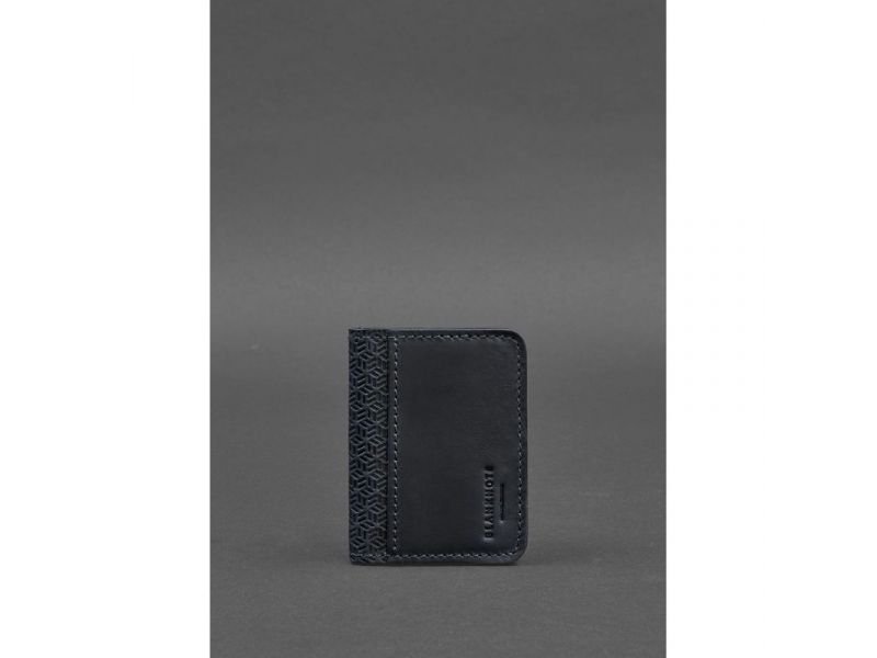 Мужская кожаная обложка для ID-паспорта и водительских прав 4.0 Карбон синяя, фото 1