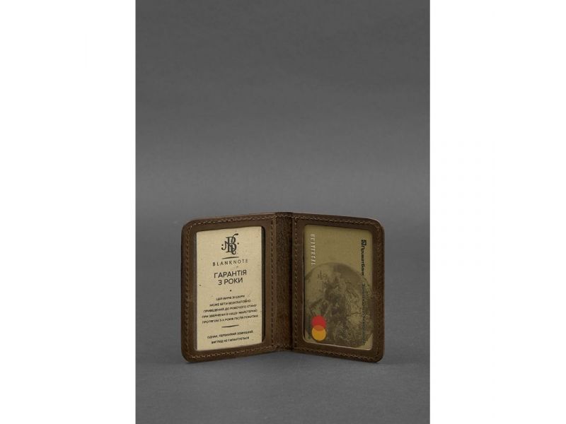 Мужская кожаная обложка для ID-паспорта и водительских прав 4.0 Карбон темно-коричневый Crazy Horse, фото 2