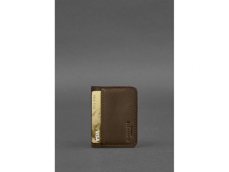 Мужская кожаная обложка для ID-паспорта и водительских прав 4.0 Карбон темно-коричневый Crazy Horse, фото 3