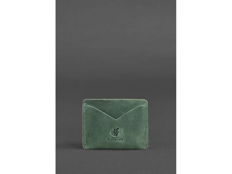 Кожаная визитница 5.0 зеленая Crazy Horse, фото 1