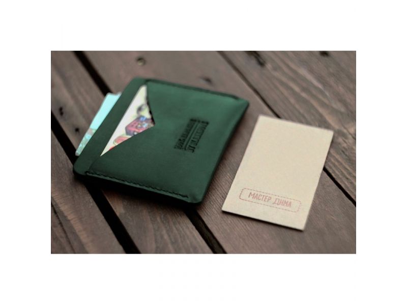 Кожаная визитница 5.0 зеленая Crazy Horse, фото 3