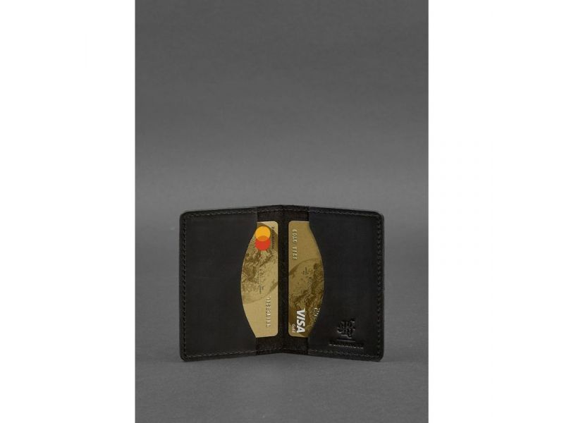 Мужской кожаный кард-кейс (визитница) 6.0 Карбон черный, фото 2