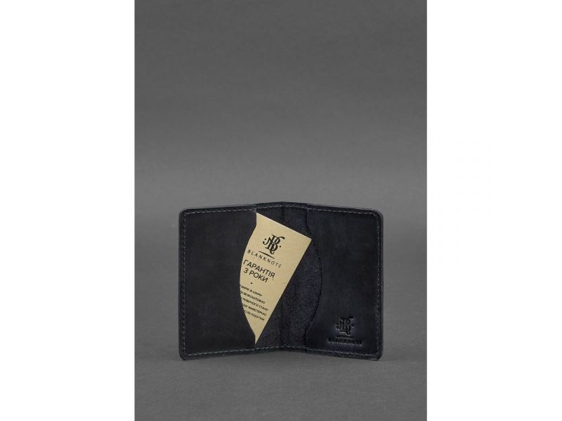 Мужской кожаный кард-кейс (визитница) 6.0 Карбон синий, фото 3