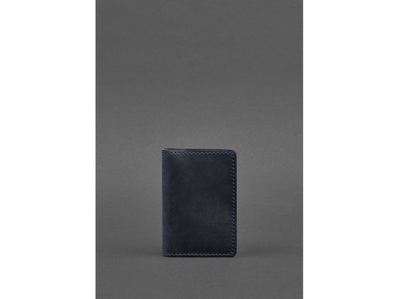 Кожаный кард-кейс (визитница) 6.0 синий Crazy Horse, фото 1