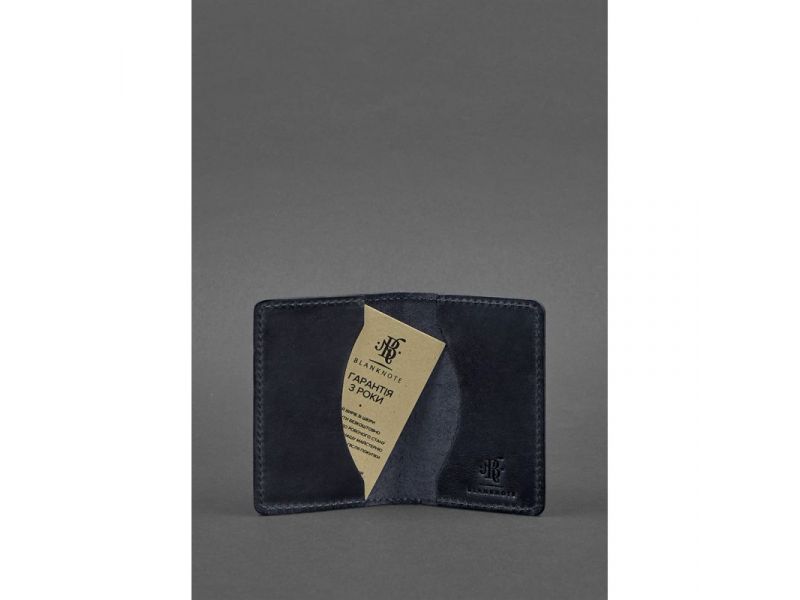 Кожаный кард-кейс (визитница) 6.0 синий Crazy Horse, фото 3