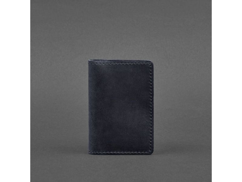 Кожаный кард-кейс (визитница) 6.0 синий Crazy Horse, фото 4