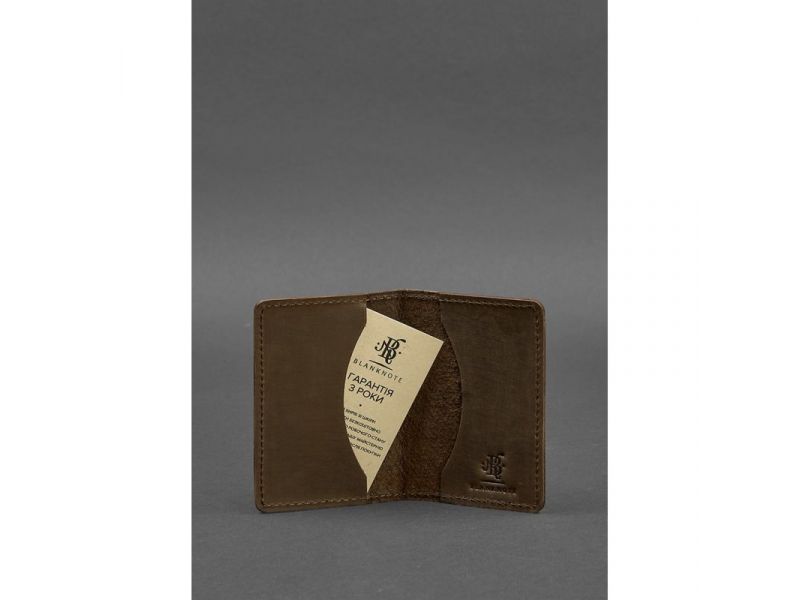 Мужской кожаный кард-кейс (визитница) 6.0 Карбон темно-коричневый Crazy Horse, фото 3