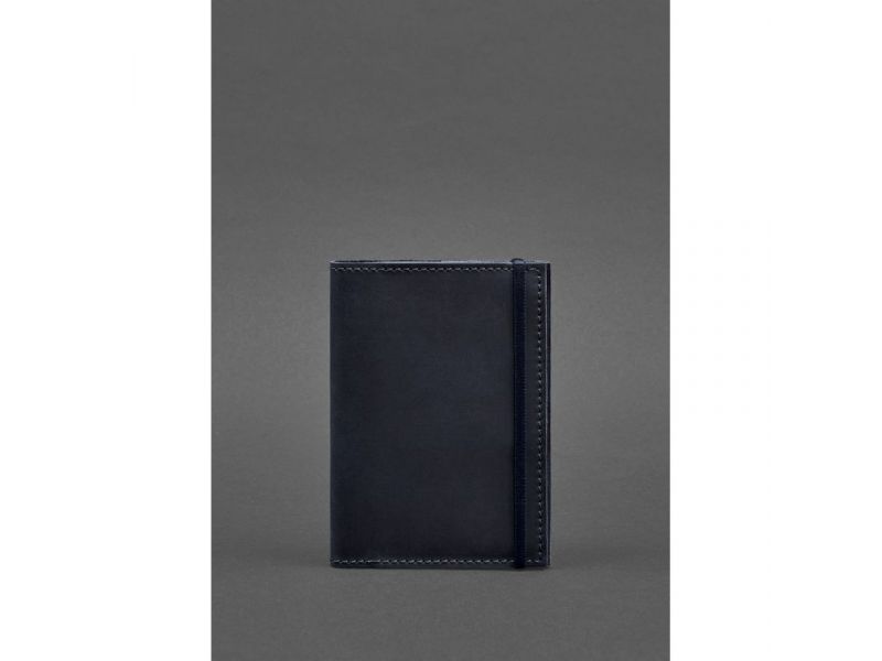 Кожаная обложка для паспорта 1.0 синяя Crazy Horse, фото 1