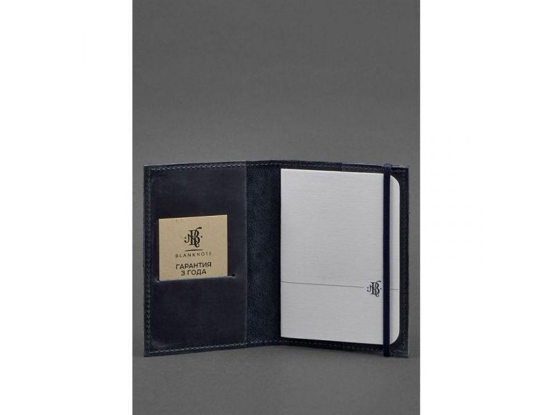 Кожаная обложка для паспорта 1.0 синяя Crazy Horse, фото 2