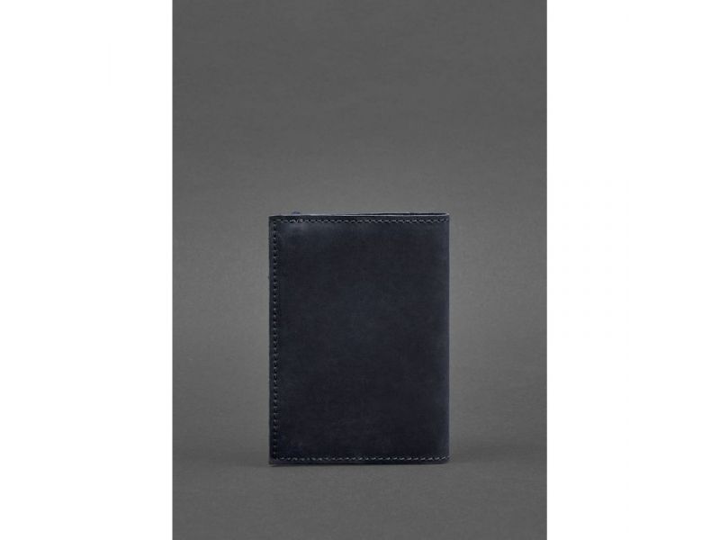 Кожаная обложка для паспорта 1.0 синяя Crazy Horse, фото 4