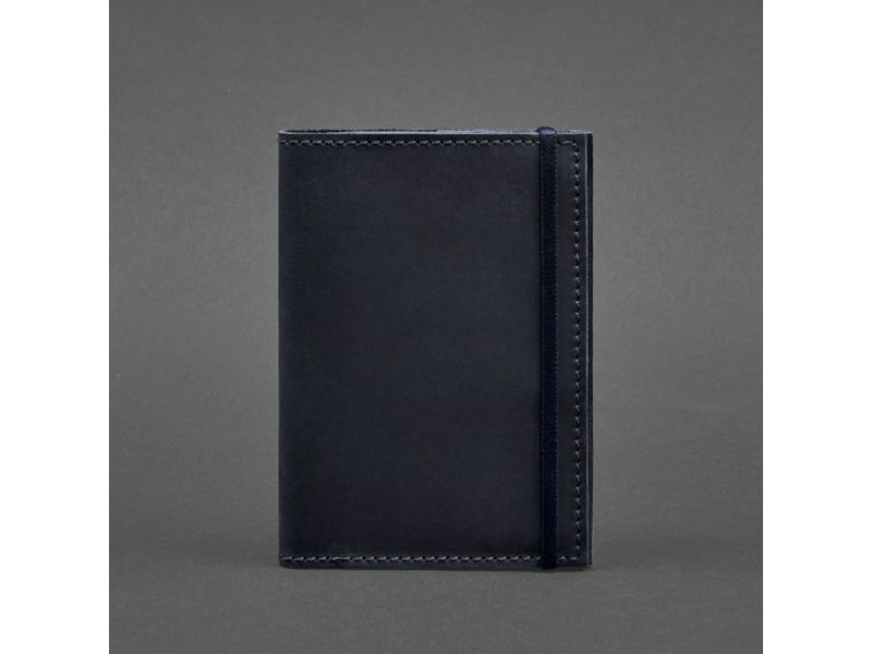 Кожаная обложка для паспорта 1.0 синяя Crazy Horse, фото 5