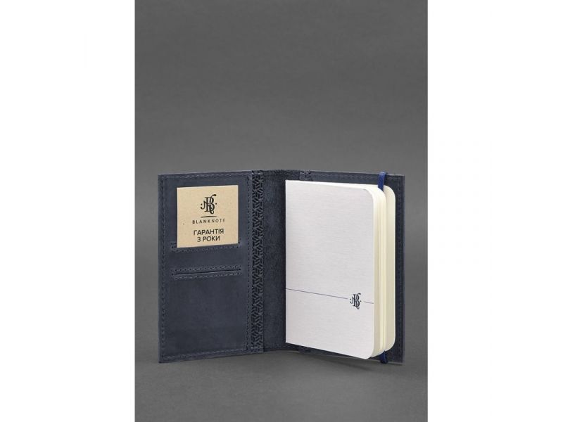 Кожаная обложка для паспорта 2.0 Карбон синяя, фото 3