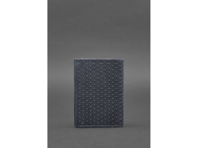 Кожаная обложка для паспорта 2.0 Карбон синяя, фото 5