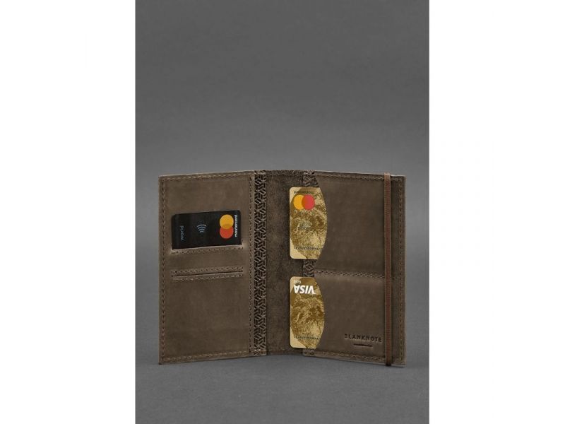 Кожаная обложка для паспорта 2.0 Карбон темно-коричневый Crazy Horse, фото 4