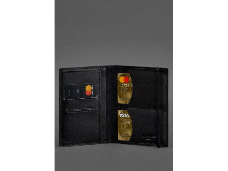 Кожаная обложка для паспорта 2.0 черная, фото 4