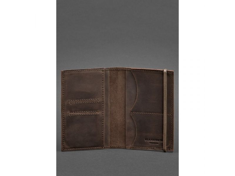 Кожаная обложка для паспорта 2.0 темно-коричневый Crazy Horse, фото 2