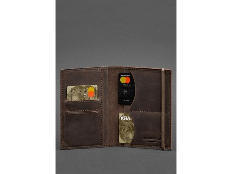 Кожаная обложка для паспорта 2.0 темно-коричневый Crazy Horse, фото 4