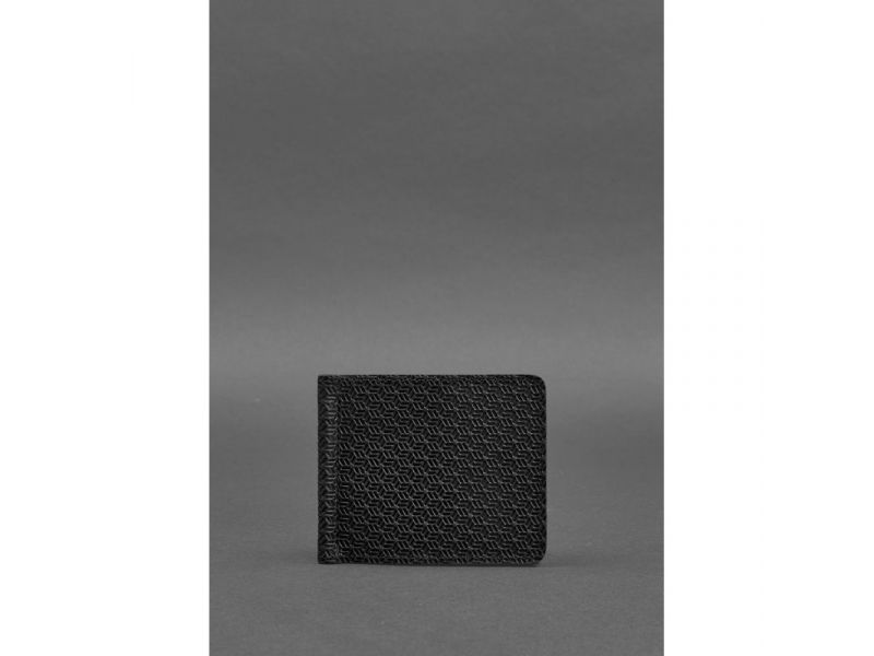 Мужское кожаное портмоне 1.0 зажим для денег черный Карбон, фото 1