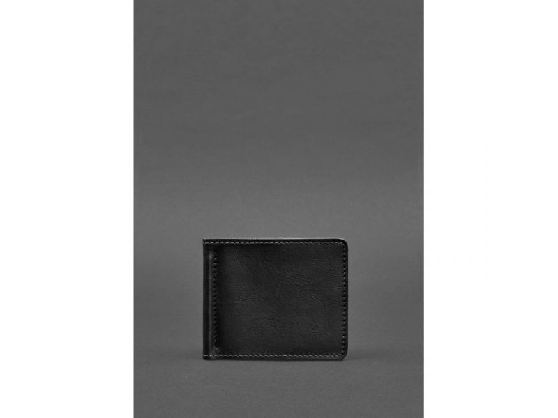 Мужское кожаное портмоне черное Краст 1.0 зажим для денег, фото 1