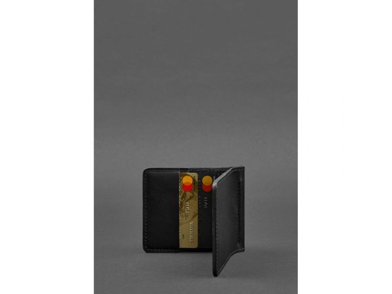 Мужское кожаное портмоне черное Краст 1.0 зажим для денег, фото 4