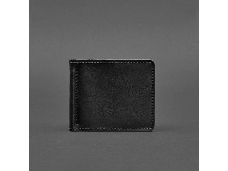 Мужское кожаное портмоне черное Краст 1.0 зажим для денег, фото 5