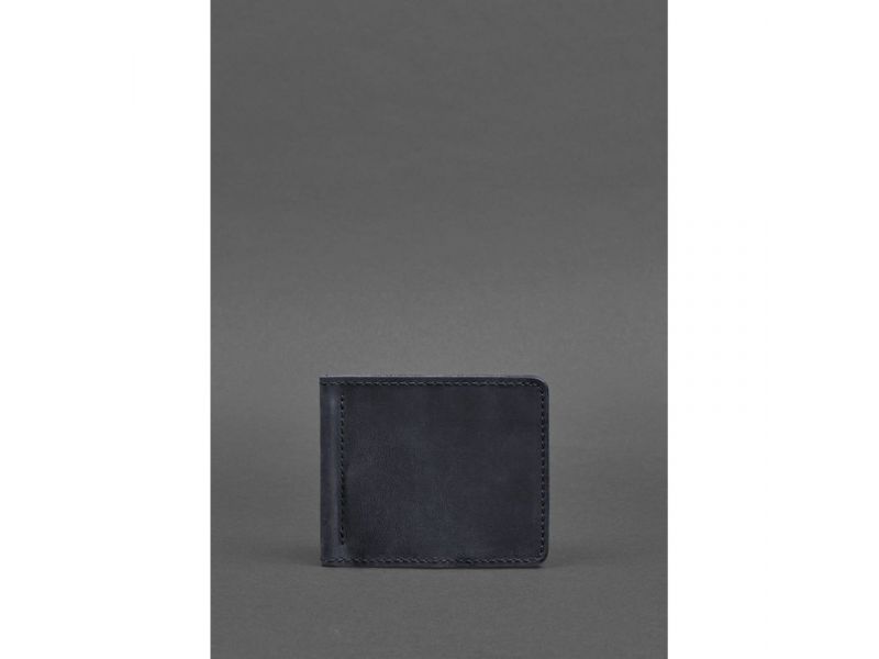 Мужское кожаное портмоне синее 1.0 зажим для денег, фото 1