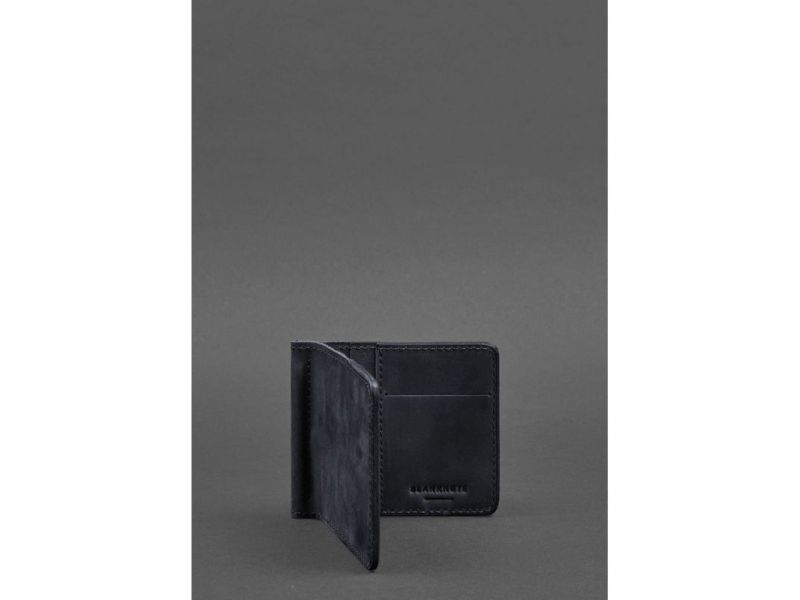 Мужское кожаное портмоне синее 1.0 зажим для денег, фото 2