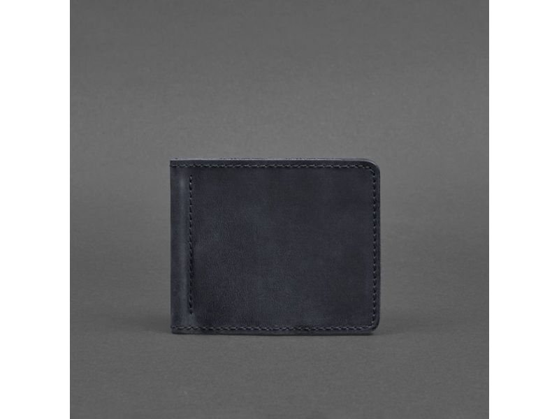 Мужское кожаное портмоне синее 1.0 зажим для денег, фото 5