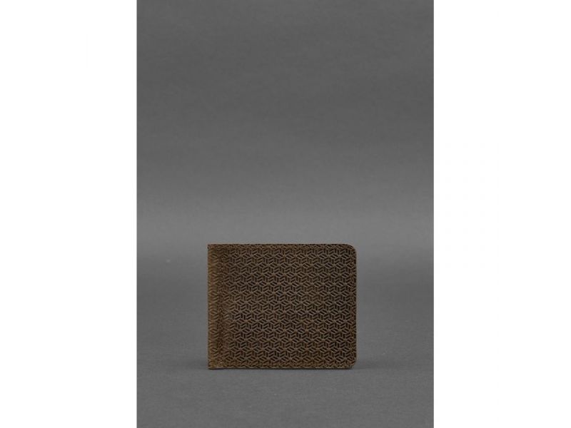 Мужское кожаное портмоне темно-коричневое 1.0 зажим для денег Карбон, фото 1