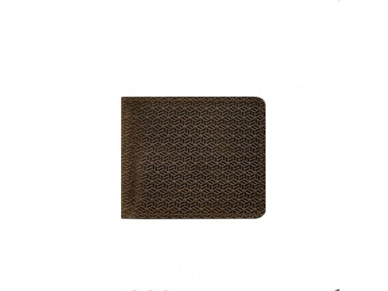 Мужское кожаное портмоне темно-коричневое 1.0 зажим для денег Карбон, фото 6